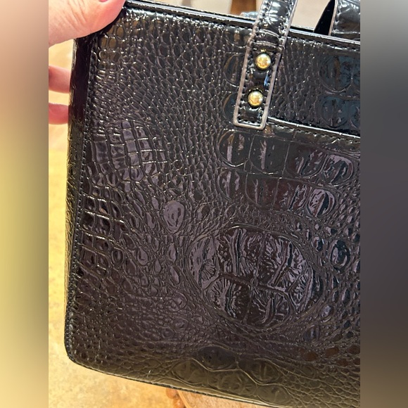 Vintage Anne Klein Black Crocodile-Embossed Tote - Picture 7 of 16